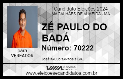 Candidato ZÉ PAULO DO BADÁ 2024 - MAGALHÃES DE ALMEIDA - Eleições