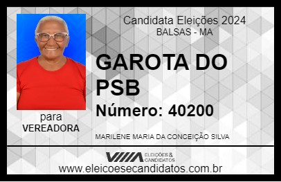 Candidato GAROTA DO PSB 2024 - BALSAS - Eleições