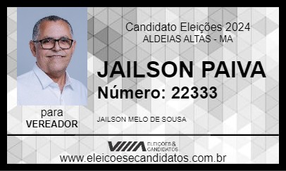 Candidato JAILSON PAIVA 2024 - ALDEIAS ALTAS - Eleições