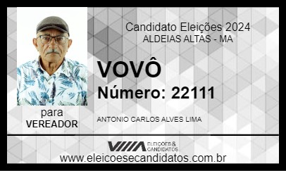 Candidato VOVÔ 2024 - ALDEIAS ALTAS - Eleições