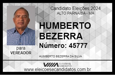 Candidato HUMBERTO BEZERRA 2024 - ALTO PARNAÍBA - Eleições