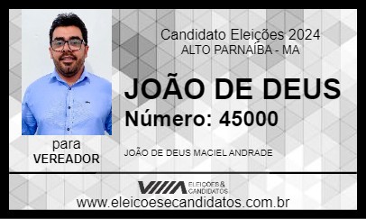 Candidato JOÃO DE DEUS 2024 - ALTO PARNAÍBA - Eleições