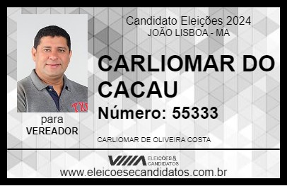 Candidato CARLIOMAR DO CACAU 2024 - JOÃO LISBOA - Eleições