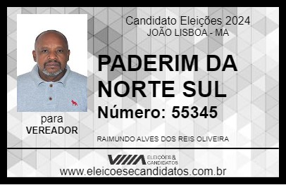 Candidato PADERIM DA NORTE SUL 2024 - JOÃO LISBOA - Eleições