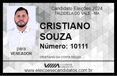 Candidato CRISTIANO SOUZA 2024 - TRIZIDELA DO VALE - Eleições