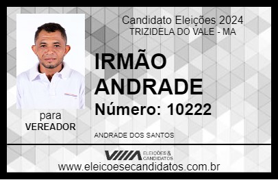 Candidato IRMÃO ANDRADE 2024 - TRIZIDELA DO VALE - Eleições