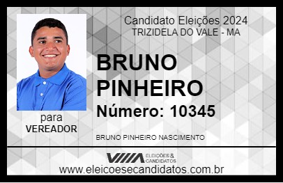 Candidato BRUNO PINHEIRO 2024 - TRIZIDELA DO VALE - Eleições