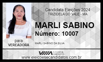 Candidato MARLI SABINO 2024 - TRIZIDELA DO VALE - Eleições