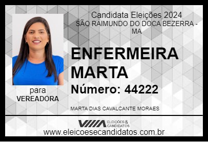 Candidato ENFERMEIRA MARTA 2024 - SÃO RAIMUNDO DO DOCA BEZERRA - Eleições