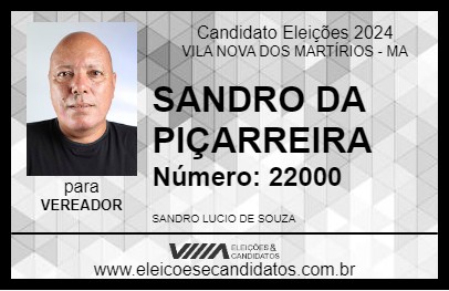 Candidato SANDRO DA PIÇARREIRA 2024 - VILA NOVA DOS MARTÍRIOS - Eleições