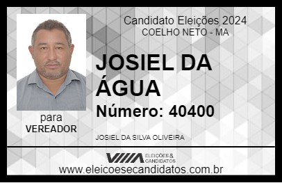 Candidato JOSIEL DA ÁGUA 2024 - COELHO NETO - Eleições