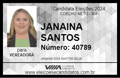 Candidato JANAINA SANTOS 2024 - COELHO NETO - Eleições