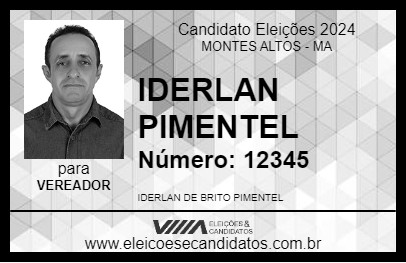 Candidato IDERLAN PIMENTEL 2024 - MONTES ALTOS - Eleições