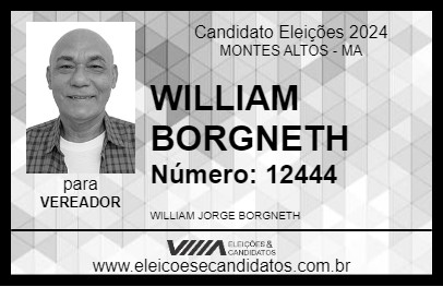 Candidato WILLIAM BORGNETH 2024 - MONTES ALTOS - Eleições