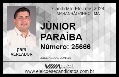 Candidato JÚNIOR PARAÍBA 2024 - MARANHÃOZINHO - Eleições