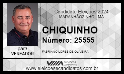 Candidato CHIQUINHO 2024 - MARANHÃOZINHO - Eleições