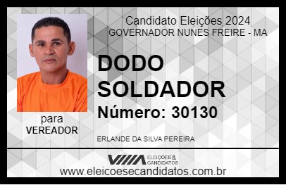 Candidato DODO SOLDADOR 2024 - GOVERNADOR NUNES FREIRE - Eleições