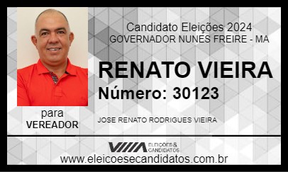 Candidato RENATO VIEIRA 2024 - GOVERNADOR NUNES FREIRE - Eleições