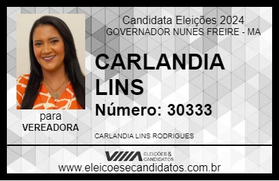 Candidato CARLANDIA LINS 2024 - GOVERNADOR NUNES FREIRE - Eleições