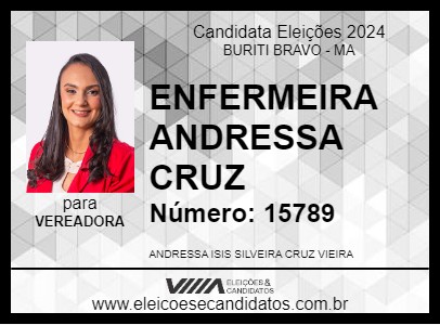 Candidato ENFERMEIRA ANDRESSA CRUZ 2024 - BURITI BRAVO - Eleições