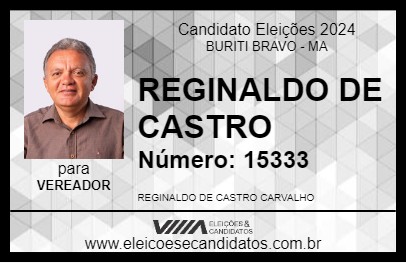 Candidato REGINALDO DE CASTRO 2024 - BURITI BRAVO - Eleições