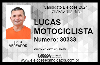 Candidato LUCAS MOTOCICLISTA 2024 - CHAPADINHA - Eleições