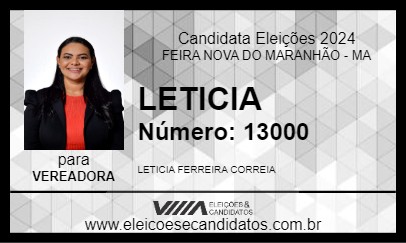 Candidato LETICIA 2024 - FEIRA NOVA DO MARANHÃO - Eleições