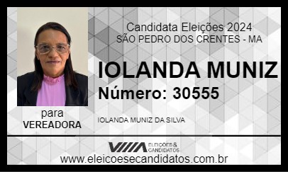 Candidato IOLANDA MUNIZ 2024 - SÃO PEDRO DOS CRENTES - Eleições