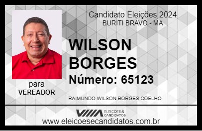 Candidato WILSON BORGES 2024 - BURITI BRAVO - Eleições