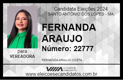 Candidato FERNANDA ARAUJO 2024 - SANTO ANTÔNIO DOS LOPES - Eleições