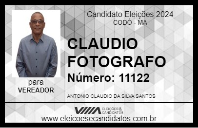 Candidato CLAUDIO FOTOGRAFO 2024 - CODÓ - Eleições