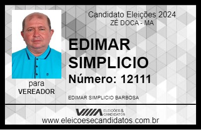 Candidato EDIMAR SIMPLICIO 2024 - ZÉ DOCA - Eleições