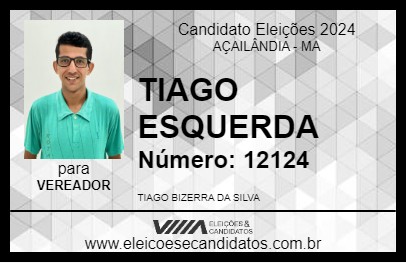 Candidato TIAGO ESQUERDA 2024 - AÇAILÂNDIA - Eleições