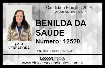 Candidato BENILDA DA SAÚDE 2024 - AÇAILÂNDIA - Eleições