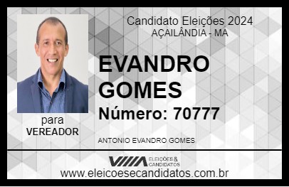 Candidato EVANDRO GOMES 2024 - AÇAILÂNDIA - Eleições