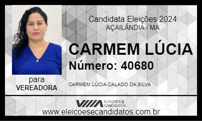 Candidato CARMEM LÚCIA 2024 - AÇAILÂNDIA - Eleições