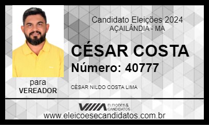 Candidato CÉSAR COSTA 2024 - AÇAILÂNDIA - Eleições