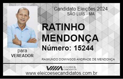 Candidato RATINHO MENDONÇA 2024 - SÃO LUÍS - Eleições