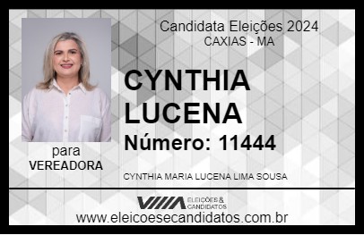 Candidato CYNTHIA LUCENA 2024 - CAXIAS - Eleições