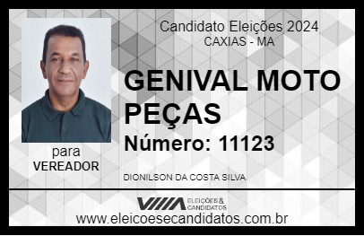 Candidato GENIVAL MOTO PEÇAS 2024 - CAXIAS - Eleições