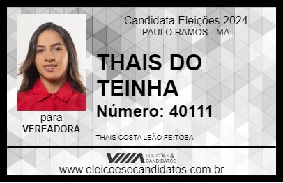 Candidato THAIS DO TEINHA 2024 - PAULO RAMOS - Eleições