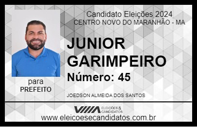 Candidato JUNIOR GARIMPEIRO 2024 - CENTRO NOVO DO MARANHÃO - Eleições