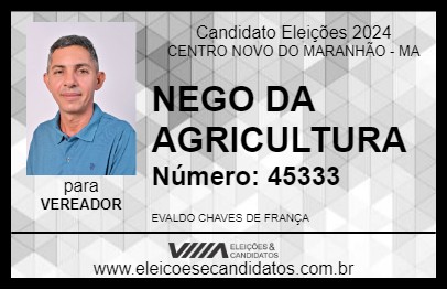 Candidato NEGO DA AGRICULTURA 2024 - CENTRO NOVO DO MARANHÃO - Eleições