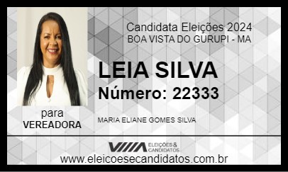 Candidato LEIA SILVA 2024 - BOA VISTA DO GURUPI - Eleições