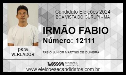 Candidato IRMÃO FABIO 2024 - BOA VISTA DO GURUPI - Eleições