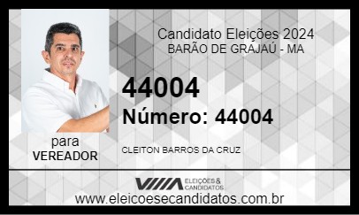 Candidato CLEITON BARROS DA CRUZ 2024 - BARÃO DE GRAJAÚ - Eleições