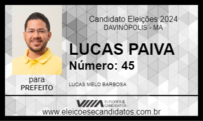 Candidato LUCAS PAIVA 2024 - DAVINÓPOLIS - Eleições