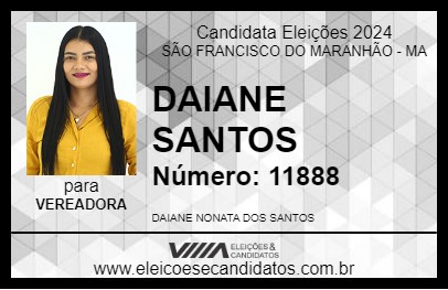 Candidato DAIANE SANTOS 2024 - SÃO FRANCISCO DO MARANHÃO - Eleições