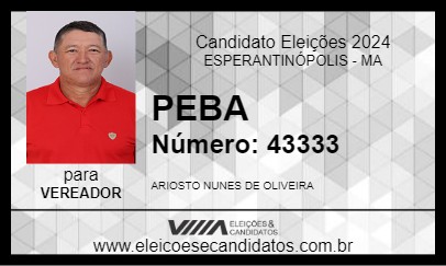 Candidato PEBA 2024 - ESPERANTINÓPOLIS - Eleições