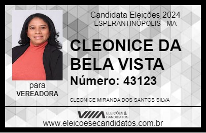 Candidato CLEONICE DA BELA VISTA 2024 - ESPERANTINÓPOLIS - Eleições